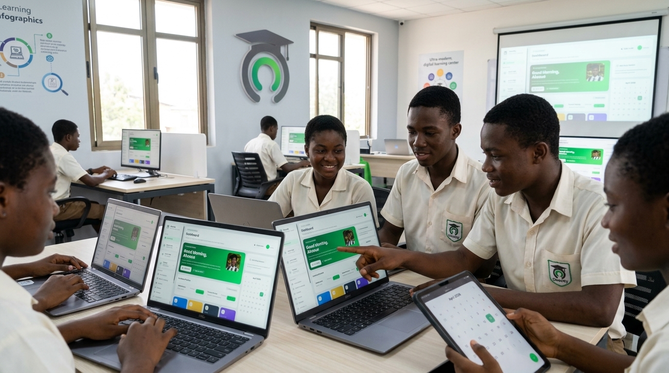 Students learning together around laptops